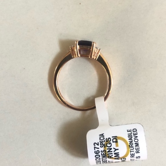 Rose Gold Engagement Ring Amethyst and Diamond .75 carot Ring Size 7 - Picture 4 of 9